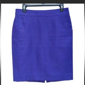 J. Crew The Pencil Skirt Violet Pockets 100% Cotton 37415 Work Business Office